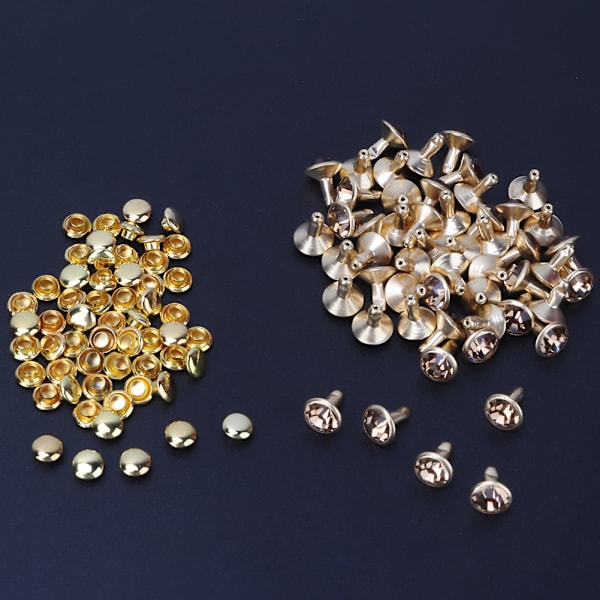 50 stk 8MM Krystal Rhinestone Dekorative Nitter DIY Læder Sko Tøj Knapper (Gul Krystal)