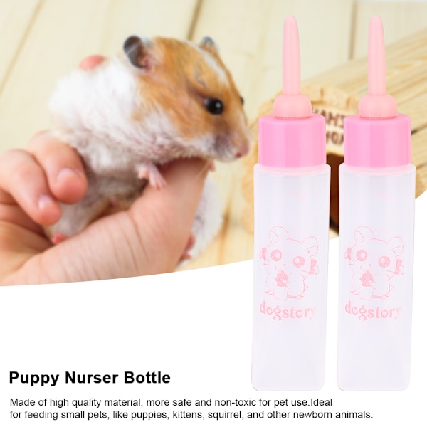 2 STK 30 ml Hamsterplejeflaske Små kæledyr Hvalp Egern Killing Ammeflaske Vandmælk Feeder (Pink)