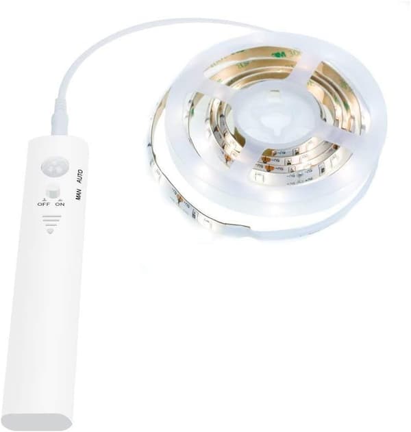 Wardrobe Lighting with Motion Sensor, LED Night Light, 3,000K Warm White Light, Suitable Compatible with Bedside Tables Wardrobes (2 m, Battery Powered)