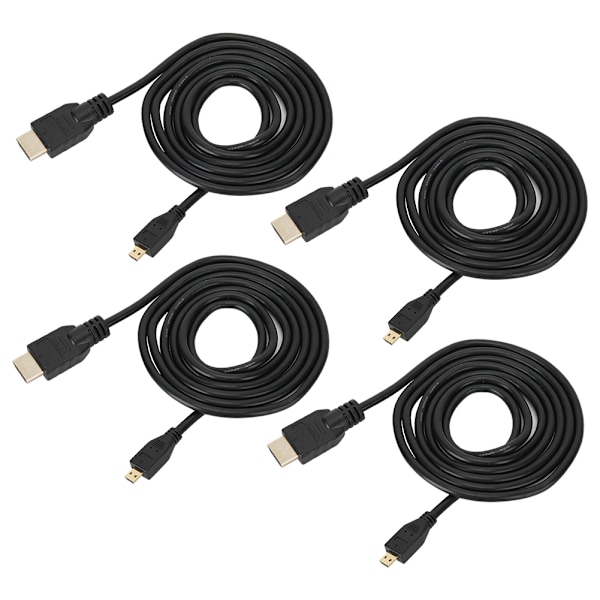 4 stk. Micro HDMI til HDMI Kabel 1,5 Meter HD Videoledning Passer til Raspberry Pi 4B