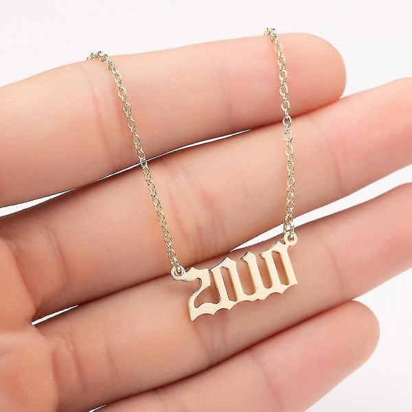 1980-2019 Fødselsår nummer Charm vedhæng rustfrit stål kæde halskæde smykker Golden 2010