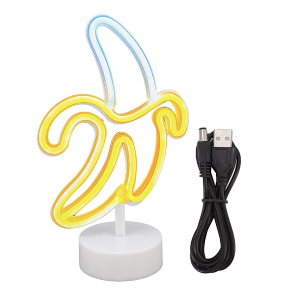 Banaan Neonmerkki Paristo- ja USB-käyttöinen LED-banaani Neon Yövalo Koriste Parvekkeelle Syntymäpäiväjuhliin Jouluun