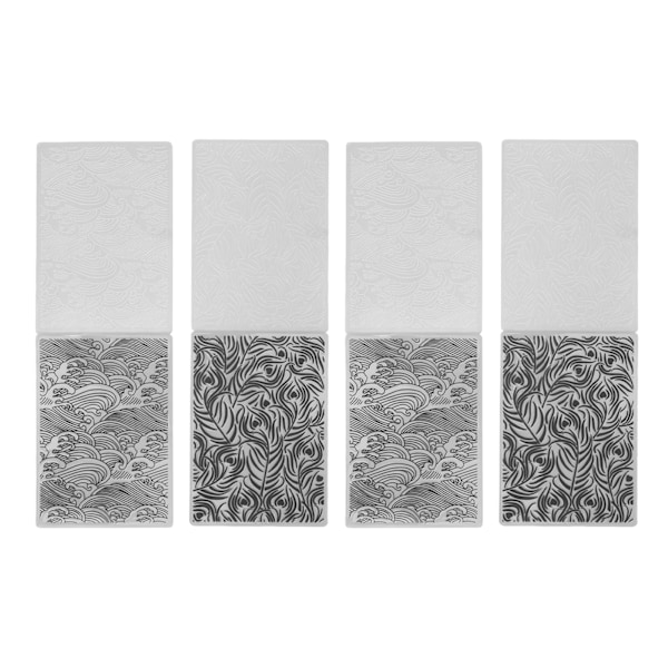 4 stk. Plast Pregefolder Bølgeplante Stil Gjenbrukbar Enkel å Bruke Prege Mal Foldere for Kort Konvolutt DIY