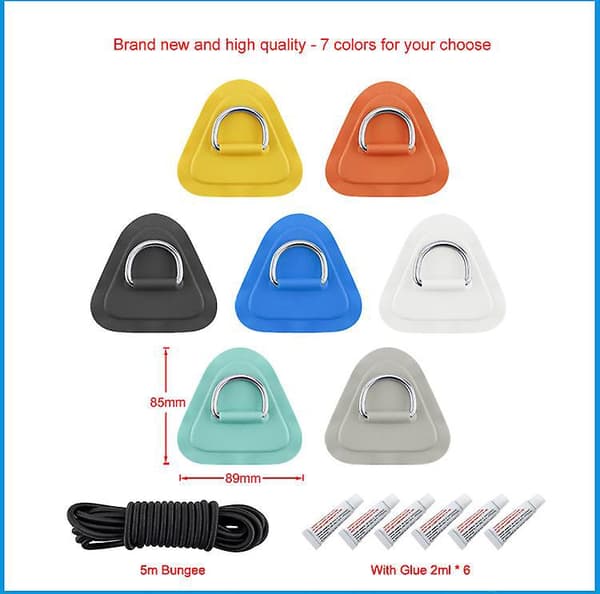 Sett D-ring Pad PVC Patch Båt Dekk Rigging 2.5m Elastisk Bungee Tau Kit For Stand Up Paddle Board Sup Dekk Tilbehør Hvit[NX]