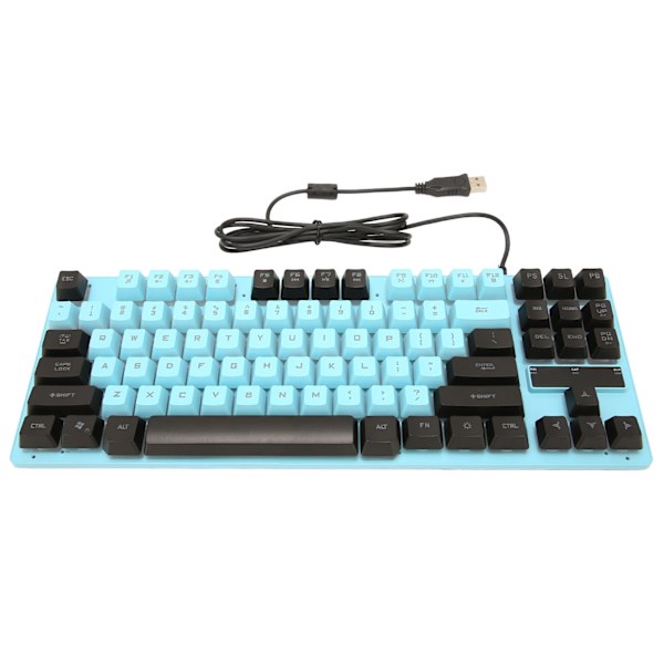 Langallinen peli-näppäimistö 87 näppäintä Ergonomisesti suunniteltu värillinen Taustavalaistu Design Pöytätietokoneen kannettava lisävaruste Tummansininen
