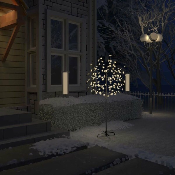 Joulukuusi 120 lämpimän valkoista LEDiä Kirsikankukka 150 cm