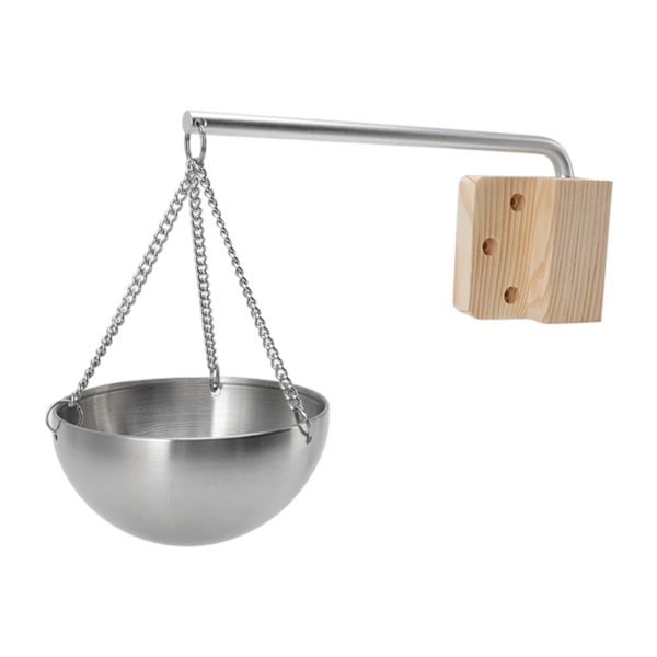 Badstueskål Rustfritt stål hengende aromaterapi oljekopp med treblokk for badstue rom S 12cm