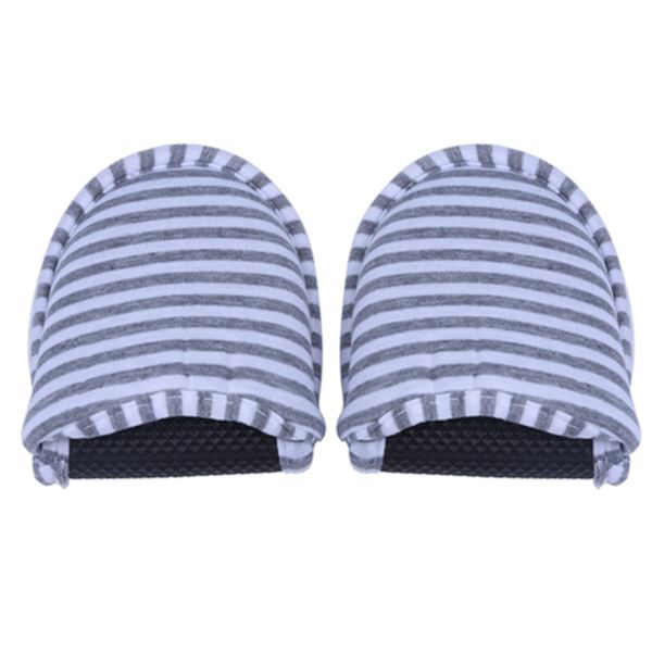 Resor Bärbara Vikbara Återanvändbara inomhus mjuka anti-halk tofflor i bomull (MWomen Grey Stripes)