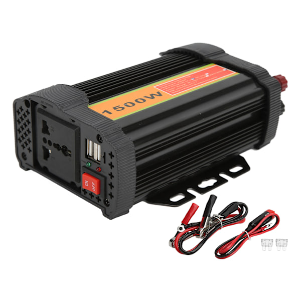 Svart 1500W Power Inverter Modifierad Sine Wave Car Inverter DC 12V till AC 220-240V omvandlare för nödsituationer