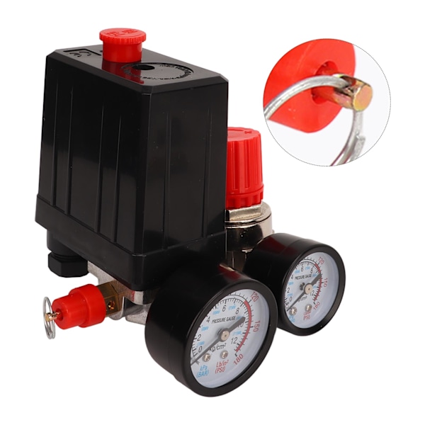Luftkompressor trykkbryter 0~180PSI Union Kuleventilsett Reservedeler Tilbehør