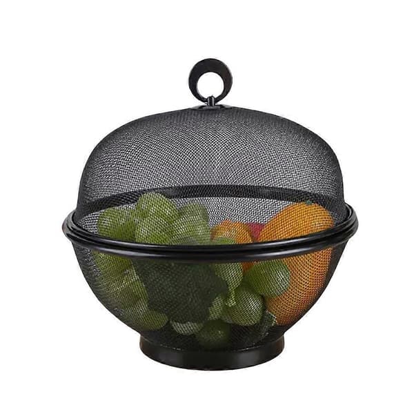 Fruktskål som er fruktsikker, stor nettingfruktkurv med lokk Black