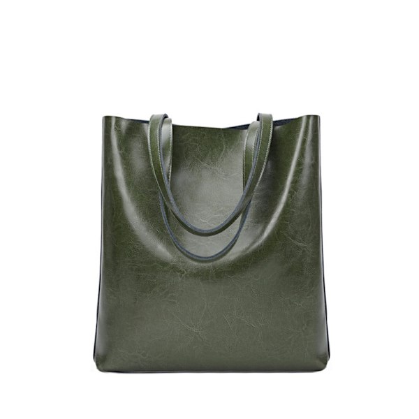 Stor Grön Ko-Läder Tote Bag för Kvinnor Snygg Axelväska Handväska Vår Sommar 32x6x36cm green About 32*6*36cm