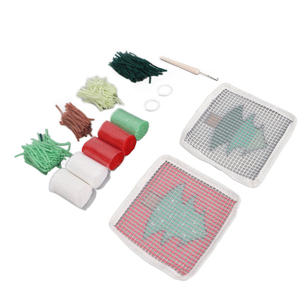 Latch Hook Kit Sött Julgran Mönster DIY Virkad Koppmatta Mjuk Bekväm Färgglad Latch Hook Matta