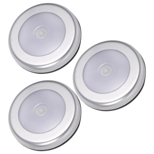 3 stk Trådløs PIR Automatisk Bevægelsessensor Natlys 6 LED Rund Krop Batteridrevet Lampe