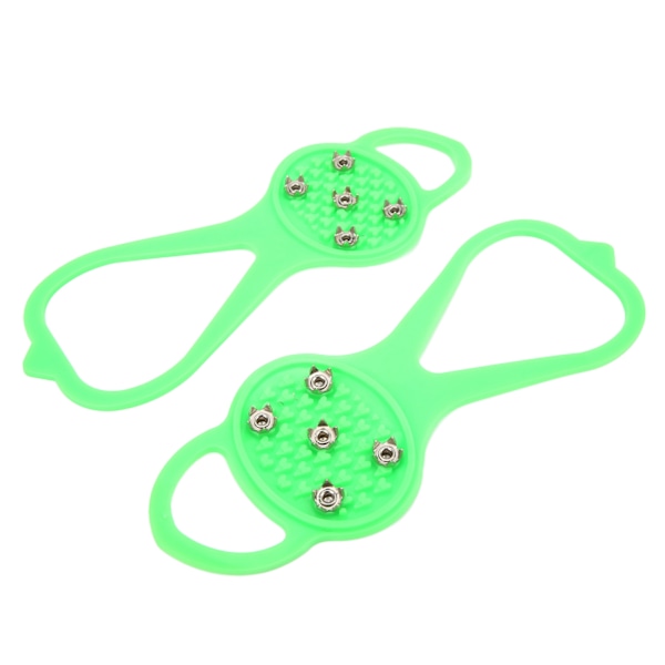 1 par/set Anti Skid 5-tandade Isdubbar Starkt Grepp Hållbara 5-tandade Vinterklättra Skoskydd Grön S (24‑34)