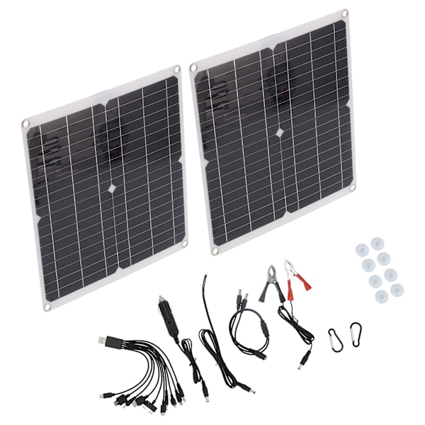 25Wx2 solpanelsett 20V solcellepanel Nødlader for utendørsreiser og camping