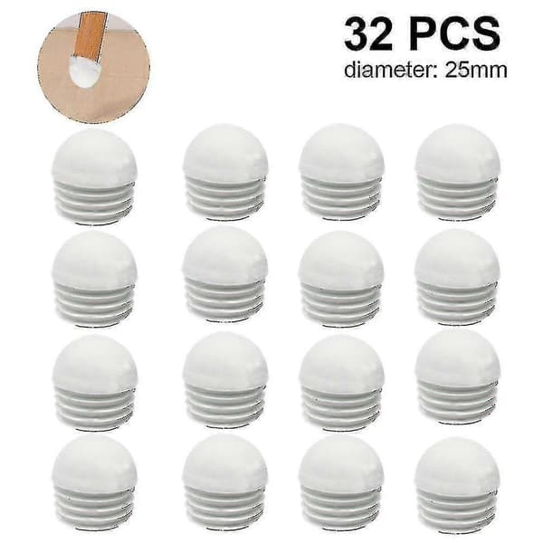 32 stykker rørpropper, runde endehætter, rør, lamelpropper-YH 25mm Black