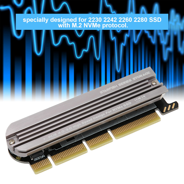 M.2 NVMe SSD til PCIe-adapter PCIe 4.0 aluminiumlegering Plug and Play M.2 PCIe-adapterkort til stationær X16-stik