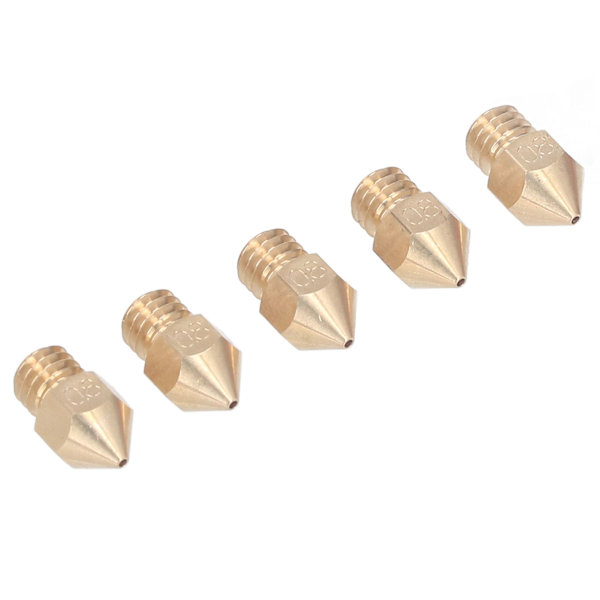 5 st 3D-skrivare Extruder Munstycke M6 Hög värmeledningsförmåga Mässing Hot End Munstycke för CR10 1,75 mm Filament 0,8 mm