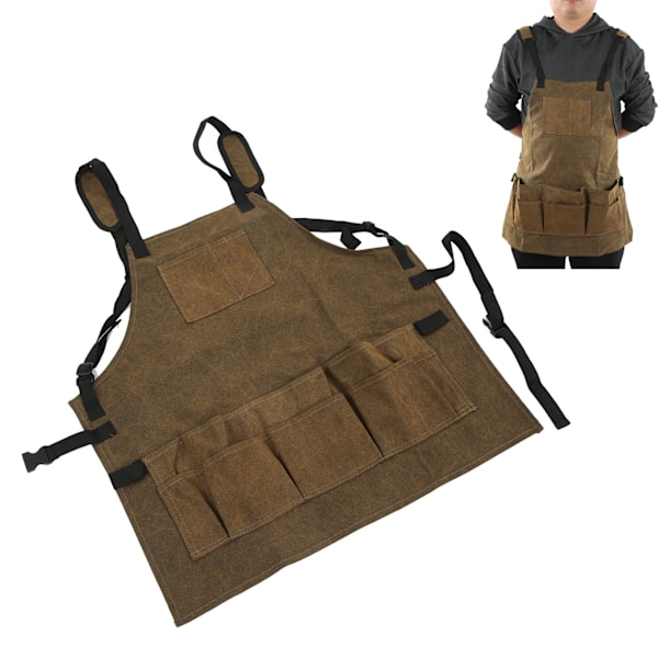 Handla Förkläde Stor Kapacitet Tvättad Canvas Material Vikbart Mud Färg Universal Style Träbearbetningsförkläde för grillning