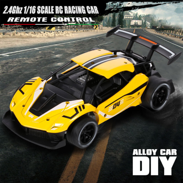 8004 RC Car 1/16 RC Drift Car 2.4GHz Alloy High Speed ​​??RC Car RC Race Car Gave til barn, modell: Gul