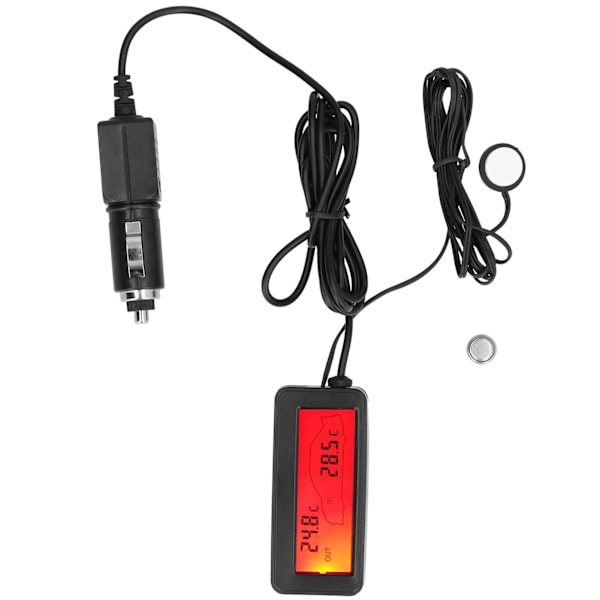 Mini termometer Elektronisk temperaturmätare med LCD-skärm DC12V för bil inomhus utomhusröd