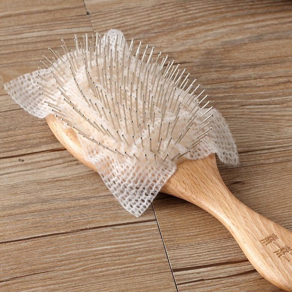 100 bitar av non-woven mesh rengöringspapper används för håravfall airbag kam rengöringspapper, husdjur hår rengöringspapper och kam skyddsnät.