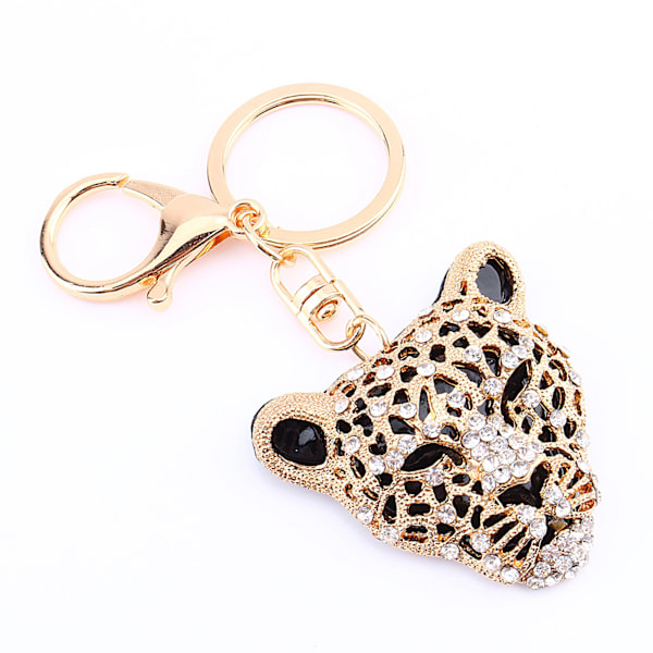 Ny Rhinestone Leopard nyckelring Charm hängande handväska väska nyckelring kedja nyckelring