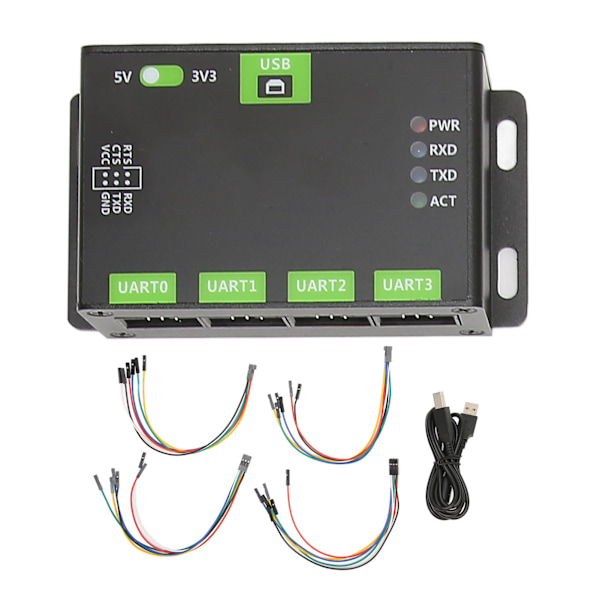 USB till UART Adapter Aluminiumlegeringsskal USB TILL 4CH TTL UART Universal Seriell Kommunikationsadapter UART