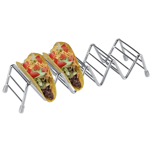 Bølgeformet tacoholder i rustfritt stål, displaystativ, skallstativ, 4-5 plasser