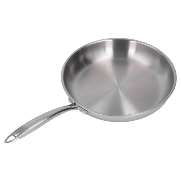 Stegepande i rustfrit stål, tykt 304 rustfrit stål, uden belægning, 3-lags stegepande i rustfrit stål til omelet, 11,02 tommer
