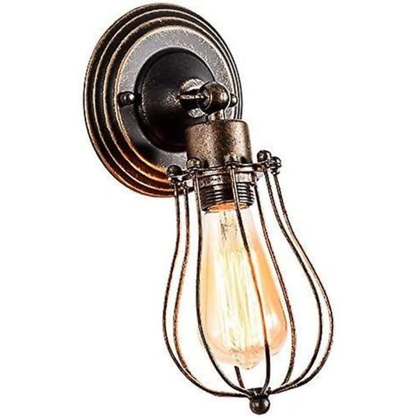 Wire Cage Wall Sconce Rustik belysning, Antik Vintage One Edison Bulb væglampe, Indendørs industrielle lysarmatur Justerbar (pære medfølger ikke)