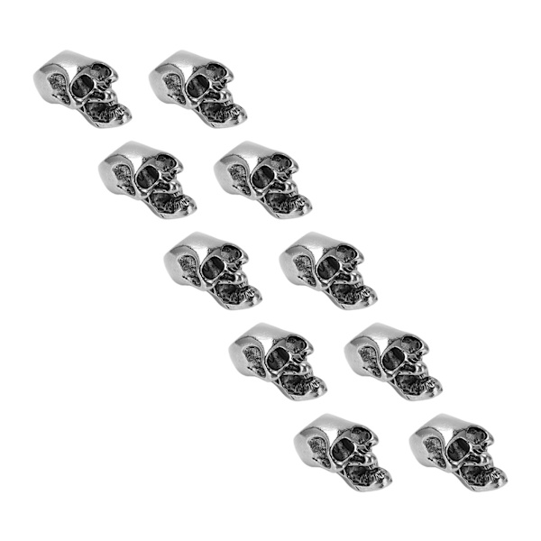 10 st Skull Head Charm Legering DIY Making Skeleton Skull Hängen för Paracord NyckelringSingle Hole