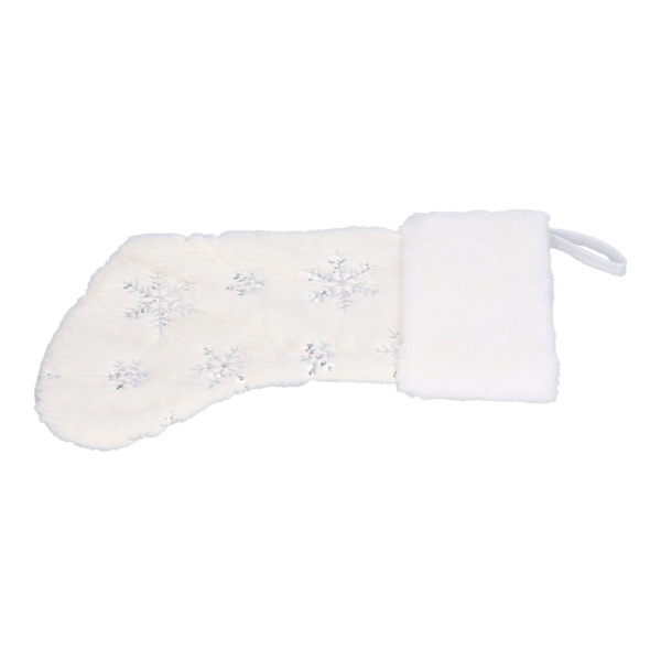 Polyester julstrumpa hängsmycke med broderi snöflinga mönster julgran dekoration prydnad Silver