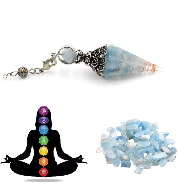 Akvamarin Krystal Pendulum Dowsing Sekskantede Helbredende Krystaller Og Ædelsten Healing Pendant Glitter stone