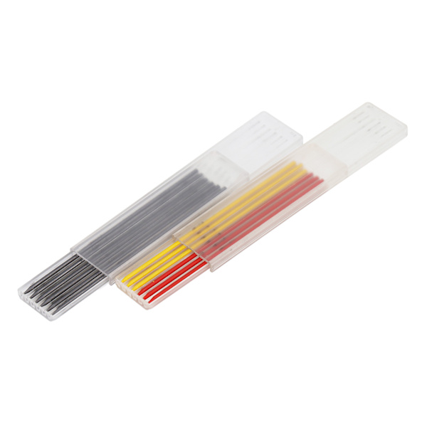 12 kpl HB Carpenter Pencil -täyttöpakkaus 2,8 mm Musta Punainen Keltainen Mekaniset Syvät reiät Carpenter Pencil -täyttöpakkaus