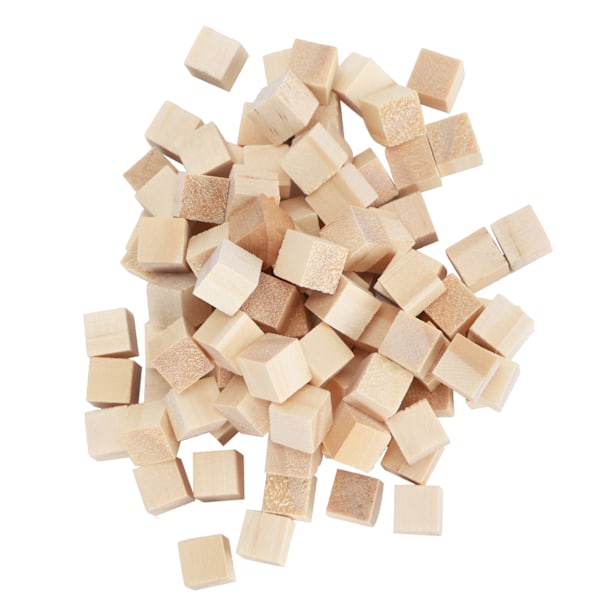 100 stk. Treklosser Furu Firkant Blank Blokker for DIY Håndverk Tidlig Barndom Puslespill Leke 10mm