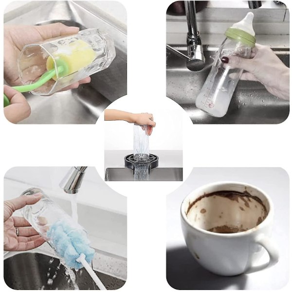 Kökskran flasktvätt, tillbehör för rengöring av kranglastvätt, snabbsköljning av koppar, Automatisk sköljenhet för diskbänk