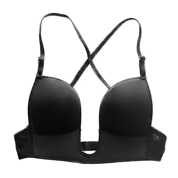 Plunge Bra with Light Padding for Cleavage Boost, Black, Sizes 32-70BC