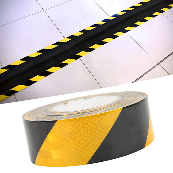 Svart Gul Highlight Reflexive Safety Warning Självhäftande tejpdekal 50 mm x 25 m