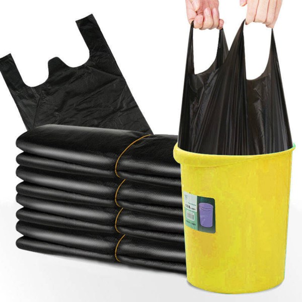 Fortykket skraldepose bærbar sort skraldepose engangsvestpose 50 stk i 50 stk [økonomisk version] 32cm×52cm