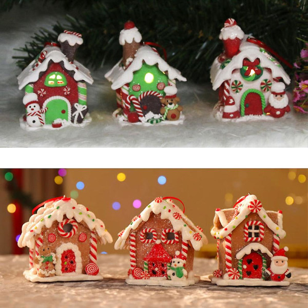 Julescene landsbyhuse, førte oplyste julebygninger, juleglødende lille hus