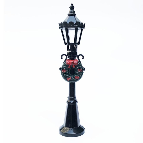 2 stk Miniatyr Julekalenderlampe Stolpe Parkbænk Mini Gadebelysning Model Dukkehusets Juleby Sti Fairy Havetilbehør