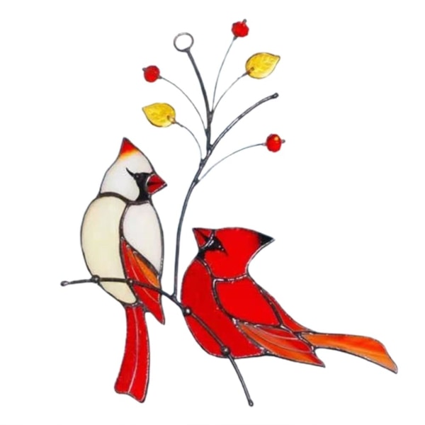 Cardinal Bird Window Hanging Crafts Home Window Stained Glass Hanging Picture 5 Cardinal Bird
