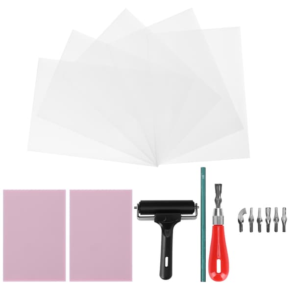 Gummi Carving Kit Stämpel Block Making Set Printmaking Printing Art Craft with Cutter Tools