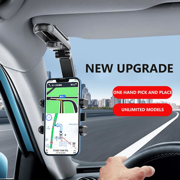 Auto Solskærm Bil Telefon Holder 1080 Roterende Mobiltelefon Mount Stand Support I Bil Til Iphone 13 12 Bil Mobil Clip Bracket Gray