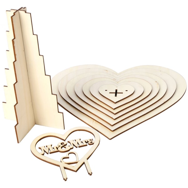 Trä hushållsdekoration 7 nivåer 3D kors hjärtformade choklad display ställ för bröllopsfest, modell?:?1