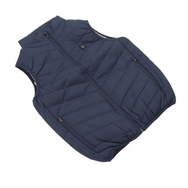 Lämmitetty liivi, 9 aluetta, 3 lämpötilatasoa, nopea lämmitys, USB, sininen sähkölämmitteinen liivi ulkoiluun, talvimatkailuun, XL 60‑67,5 kg