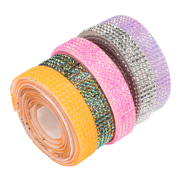 5 Rullar Rhinestone-remsor Blandade Färger 1yd Längd 0.4in Bredd Används Ofta Kristallband för Dekoration DIY Hantverk