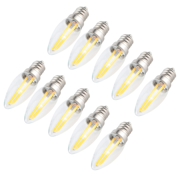 10 stk E12 lange glødetråd Små LED-lamper Dæmpbar lampe 1,5W AC110V til hjembelysning